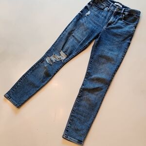 Good American Good Legs Crop Skinny blue distressed Jeans size 0 waist 25